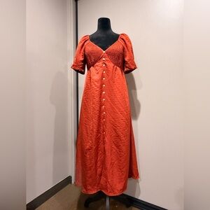 Bohme Terracotta Maxi Dress with Button Detail
